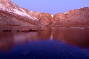 Evans with summit lake from my first trip up here. 