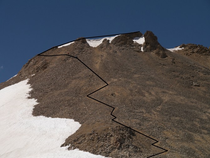 The route up Triangle Peak from Triangle pass