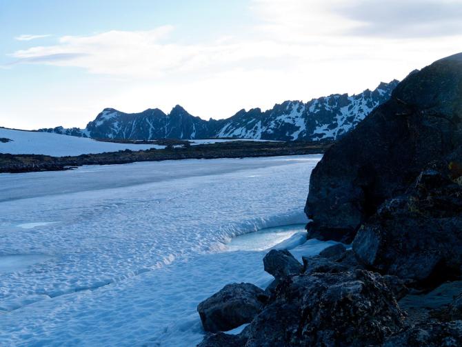 Looking back over a frozen lake Dorthy