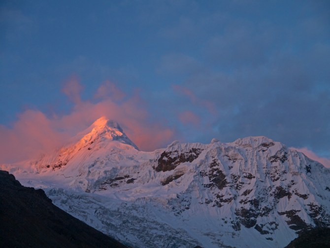 That night back in camp I watched the sunset over this beautiful giant. Tocllaraju (19797 ft / 6034 m)