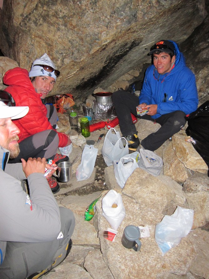We had a little protected nook in the rock where we melted water and ate dinner